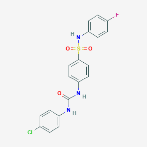 molecular formula C19H15ClFN3O3S B324693 4-{[(4-chloroanilino)carbonyl]amino}-N-(4-fluorophenyl)benzenesulfonamide 