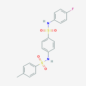 molecular formula C19H17FN2O4S2 B324695 N-(4-{[(4-fluorophenyl)amino]sulfonyl}phenyl)-4-methylbenzenesulfonamide 