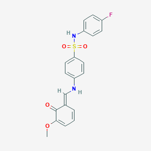 N-(4-fluorophenyl)-4-[[(E)-(5-methoxy-6-oxocyclohexa-2,4-dien-1-ylidene)methyl]amino]benzenesulfonamide