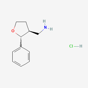 molecular formula C11H16ClNO B3247055 [(2R,3S)-2-phenyloxolan-3-yl]methanamine hydrochloride CAS No. 1807933-82-9