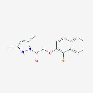 molecular formula C17H15BrN2O2 B324707 1-{[(1-bromo-2-naphthyl)oxy]acetyl}-3,5-dimethyl-1H-pyrazole 