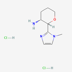 molecular formula C9H17Cl2N3O B3247099 rac-(2R,3R)-2-(1-methyl-1H-imidazol-2-yl)oxan-3-amine dihydrochloride, trans CAS No. 1807940-48-2