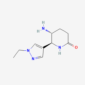 molecular formula C10H16N4O B3247105 (5R,6S)-5-amino-6-(1-ethylpyrazol-4-yl)piperidin-2-one CAS No. 1807940-60-8