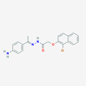 molecular formula C20H18BrN3O2 B324714 N'-[1-(4-aminophenyl)ethylidene]-2-[(1-bromo-2-naphthyl)oxy]acetohydrazide 