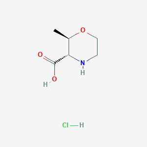 molecular formula C6H12ClNO3 B3247142 反式-2-甲基吗啉-3-羧酸盐酸盐 CAS No. 1808578-40-6