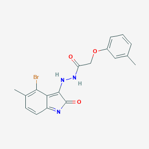 molecular formula C18H16BrN3O3 B324716 N'-(4-bromo-5-methyl-2-oxoindol-3-yl)-2-(3-methylphenoxy)acetohydrazide 