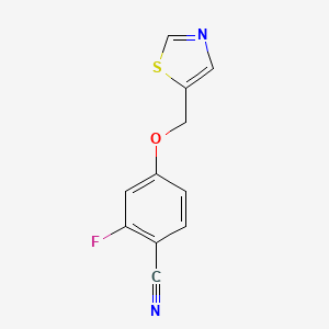 molecular formula C11H7FN2OS B3247297 2-Fluoro-4-(thiazol-5-ylmethoxy)benzonitrile CAS No. 181040-44-8