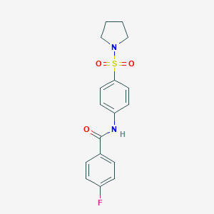 molecular formula C17H17FN2O3S B324738 4-fluoro-N-[4-(1-pyrrolidinylsulfonyl)phenyl]benzamide 