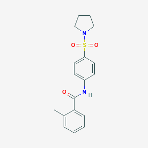 molecular formula C18H20N2O3S B324742 2-methyl-N-[4-(1-pyrrolidinylsulfonyl)phenyl]benzamide 