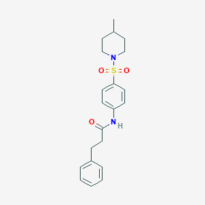 molecular formula C21H26N2O3S B324763 N-{4-[(4-methylpiperidin-1-yl)sulfonyl]phenyl}-3-phenylpropanamide 