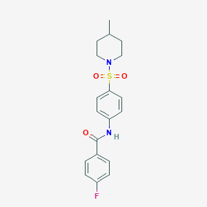 molecular formula C19H21FN2O3S B324766 4-fluoro-N-{4-[(4-methyl-1-piperidinyl)sulfonyl]phenyl}benzamide 