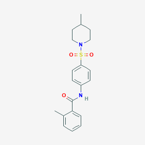 molecular formula C20H24N2O3S B324768 2-methyl-N-{4-[(4-methyl-1-piperidinyl)sulfonyl]phenyl}benzamide 