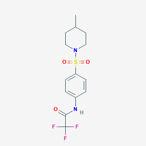 molecular formula C14H17F3N2O3S B324770 2,2,2-trifluoro-N-{4-[(4-methyl-1-piperidinyl)sulfonyl]phenyl}acetamide 