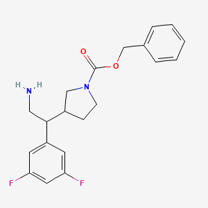 molecular formula C20H22F2N2O2 B3247701 1-Pyrrolidinecarboxylic acid, 3-[2-amino-1-(3,5-difluorophenyl)ethyl]-, phenylmethyl ester CAS No. 1823395-27-2