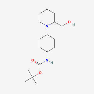 molecular formula C17H32N2O3 B3247731 Carbamic acid, N-[4-[2-(hydroxymethyl)-1-piperidinyl]cyclohexyl]-, 1,1-dimethylethyl ester CAS No. 1823791-95-2