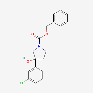 molecular formula C18H18ClNO3 B3247743 1-Pyrrolidinecarboxylic acid, 3-(3-chlorophenyl)-3-hydroxy-, phenylmethyl ester CAS No. 1823843-78-2