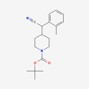 molecular formula C19H26N2O2 B3247755 1-Piperidinecarboxylic acid, 4-[cyano(2-methylphenyl)methyl]-, 1,1-dimethylethyl ester CAS No. 1823862-83-4