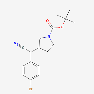 molecular formula C17H21BrN2O2 B3247768 1-Pyrrolidinecarboxylic acid, 3-[(4-bromophenyl)cyanomethyl]-, 1,1-dimethylethyl ester CAS No. 1823865-13-9