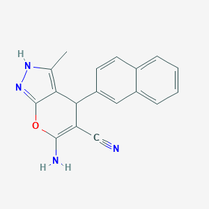 molecular formula C18H14N4O B324780 6-Amino-3-methyl-4-(naphthalen-2-yl)-1,4-dihydropyrano[2,3-c]pyrazole-5-carbonitrile 