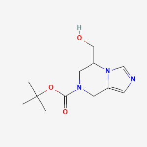 molecular formula C12H19N3O3 B3247866 tert-Butyl 5-(hydroxymethyl)-5,6-dihydroimidazo[1,5-a]pyrazine-7(8H)-carboxylate CAS No. 1824024-02-3