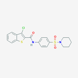 molecular formula C20H19ClN2O3S2 B324791 3-chloro-N-[4-(1-piperidinylsulfonyl)phenyl]-1-benzothiophene-2-carboxamide 