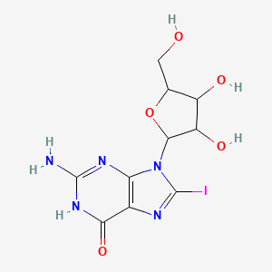 molecular formula C10H12IN5O5 B3248207 2-Amino-8-iodo-9-pentofuranosyl-1,9-dihydro-6h-purin-6-one CAS No. 18438-99-8