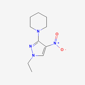 molecular formula C10H16N4O2 B3248319 1-(1-ethyl-4-nitro-1H-pyrazol-3-yl)piperidine CAS No. 1855899-73-8