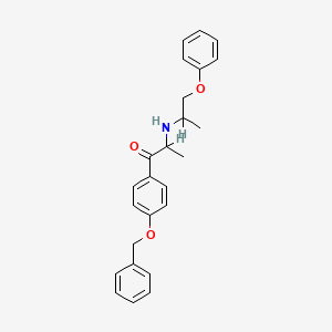 molecular formula C25H27NO3 B3248383 2-(1-Phenoxypropan-2-ylamino)-1-(4-phenylmethoxyphenyl)propan-1-one CAS No. 1860-67-9