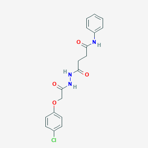 molecular formula C18H18ClN3O4 B324847 4-{2-[(4-chlorophenoxy)acetyl]hydrazino}-4-oxo-N-phenylbutanamide 