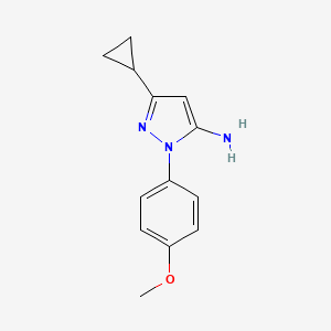 molecular formula C13H15N3O B3248546 3-cyclopropyl-1-(4-methoxyphenyl)-1H-pyrazol-5-amine CAS No. 187795-37-5