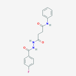 molecular formula C17H16FN3O3 B324855 4-[2-(4-fluorobenzoyl)hydrazino]-4-oxo-N-phenylbutanamide 