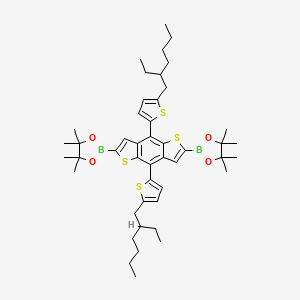 molecular formula C46H64B2O4S4 B3248622 2,2'-(4,8-Bis(5-(2-ethylhexyl)thiophen-2-yl)benzo[1,2-b:4,5-b']dithiophene-2,6-diyl)bis(4,4,5,5-tetramethyl-1,3,2-dioxaborolane) CAS No. 1883460-37-4