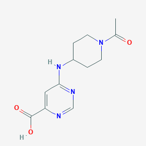 molecular formula C12H16N4O3 B3248655 4-Pyrimidinecarboxylic acid, 6-[(1-acetyl-4-piperidinyl)amino] CAS No. 1884246-71-2