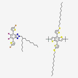 molecular formula C78H111Br2F2N3S8Sn2 B3248685 2H-Benzotriazole, 4,7-bis(5-bromo-2-thienyl)-5,6-difluoro-2-(2-hexyldecyl)-, polymer with 1,1'-[4,8-bis[5-(dodecylthio)-2-thienyl]benzo[1,2-b:4,5-b']dithiophene-2,6-diyl]bis[1,1,1-trimethylstannane] CAS No. 1887136-00-6