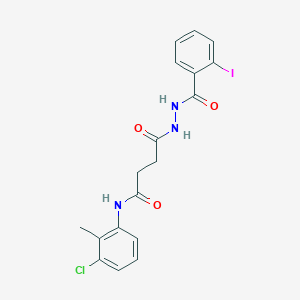 molecular formula C18H17ClIN3O3 B324870 N-(3-chloro-2-methylphenyl)-4-[2-(2-iodobenzoyl)hydrazino]-4-oxobutanamide 