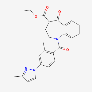 ethyl 1-[2-methyl-4-(3-methylpyrazol-1-yl)benzoyl]-5-oxo-3,4-dihydro-2H-1-benzazepine-4-carboxylate