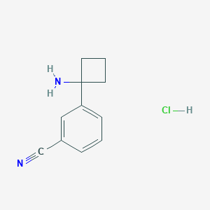 molecular formula C11H13ClN2 B3248991 3-(1-Aminocyclobutyl)benzonitrile hydrochloride CAS No. 1909305-81-2