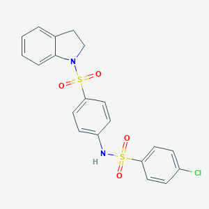 molecular formula C20H17ClN2O4S2 B324903 4-chloro-N-[4-(2,3-dihydro-1H-indol-1-ylsulfonyl)phenyl]benzenesulfonamide 