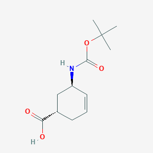 molecular formula C12H19NO4 B3249269 (1S,5R)-5-((tert-Butoxycarbonyl)amino)cyclohex-3-ene-1-carboxylic acid CAS No. 1932033-21-0
