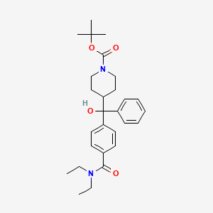 molecular formula C28H38N2O4 B3249298 1-Piperidinecarboxylic acid, 4-[[4-[(diethylamino)carbonyl]phenyl]hydroxyphenylmethyl]-, 1,1-dimethylethyl ester CAS No. 193217-40-2
