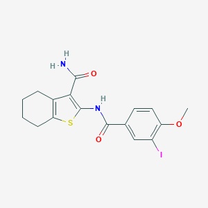 molecular formula C17H17IN2O3S B324932 2-[(3-Iodo-4-methoxybenzoyl)amino]-4,5,6,7-tetrahydro-1-benzothiophene-3-carboxamide 