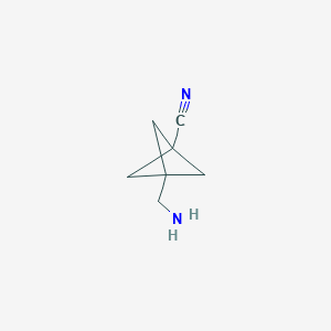molecular formula C7H10N2 B3249387 3-(氨甲基)双环[1.1.1]戊烷-1-腈 CAS No. 1934858-95-3