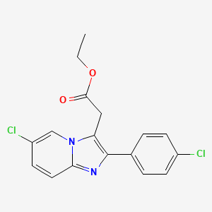 molecular formula C17H14Cl2N2O2 B3249465 Ethyl 2-(6-chloro-2-(4-chlorophenyl)imidazo[1,2-a]pyridin-3-yl)acetate CAS No. 193979-48-5