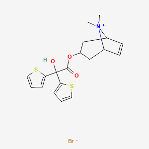 molecular formula C19H22BrNO3S2 B3249492 3-(2-Hydroxy-2,2-di(thiophen-2-yl)acetoxy)-8,8-dimethyl-8-azabicyclo[3.2.1]oct-6-en-8-ium bromide CAS No. 194222-44-1