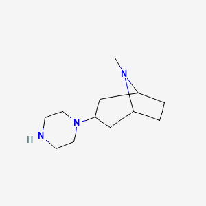 molecular formula C12H23N3 B3249585 8-Methyl-3-(piperazin-1-yl)-8-azabicyclo[3.2.1]octane CAS No. 195504-08-6