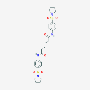 molecular formula C26H34N4O6S2 B324975 N,N'-bis[4-(1-pyrrolidinylsulfonyl)phenyl]hexanediamide 