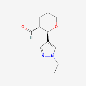 rac-(2R,3R)-2-(1-ethyl-1H-pyrazol-4-yl)oxane-3-carbaldehyde, trans