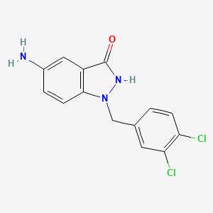 molecular formula C14H11Cl2N3O B3249812 5-Amino-1-(3,4-dichlorobenzyl)-1H-indazol-3-ol CAS No. 197584-46-6