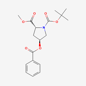 molecular formula C18H23NO6 B3249934 (2R,4S)-1-tert-Butyl 2-methyl 4-(benzoyloxy)pyrrolidine-1,2-dicarboxylate CAS No. 198969-28-7