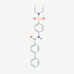 molecular formula C23H24N2O3S B324995 N-{4-[(diethylamino)sulfonyl]phenyl}-4-biphenylcarboxamide 